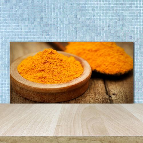 Tulup® Küchenrückwand Spritzschutz aus Glas -100x50 -Spritzschutz auf gehärtetes GlasDeko Essen & Getränke Kurkuma Gewürz