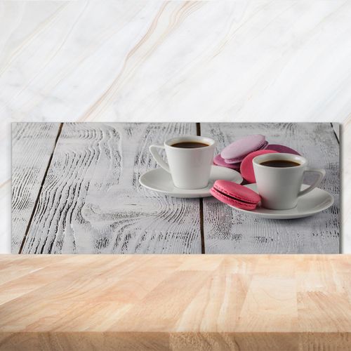 Tulup® Küchenrückwand Spritzschutz aus Glas -125x50 -Spritzschutz auf gehärtetes Glas Deko Essen & Getränke Kaffee Kekse