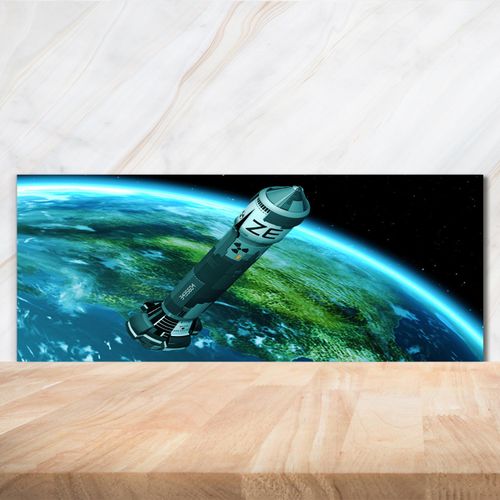 Tulup® Küchenrückwand Spritzschutz aus Glas -125x50 -Spritzschutz auf gehärtetes Glas Weltall & Science-Fiction Atomrakete