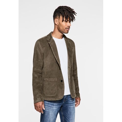 Cordjacke STREET ONE MEN, Herren, Gr. L (42), braun (mocha braun), Web, 100% Baumwolle, unifarben, casual, normal normal, V-Ausschnitt, Langarm normaler Saum, Jacken, mit Reverskragen