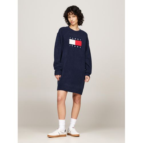 Tommy Jeans Curve Strickkleid »TJW MLNGE FLAG SWEATER DRESS EXT«, in Grossen Grössen, mit Wollanteil & Elasthan, Logo-Flag