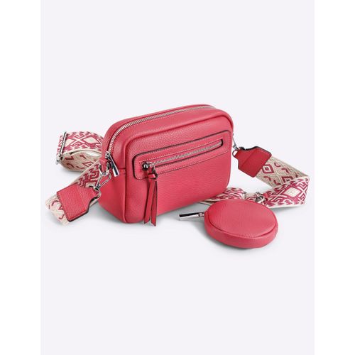 Handtasche HEINE, Damen, Gr. B/H/T: 19cm x 14cm x 8cm, pink, Viskosemischung, Microfaser, Textil, unifarben, Taschen