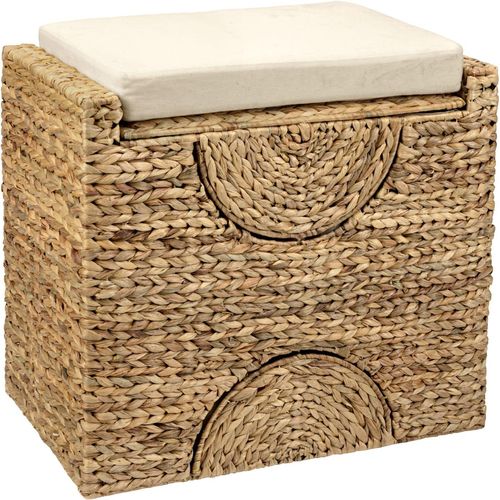 Hocker, beige (natur), B:56cm H:50cm T:35cm, Hocker, Hocker mit Stauraum Badhocker Sitzhocker