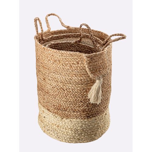 Aufbewahrungskorb HEINE HOME, beige (natur), B:35+30+20cm H:45+40+35cm T:35+30+25cm, Jute, Aufbewahrungsboxen