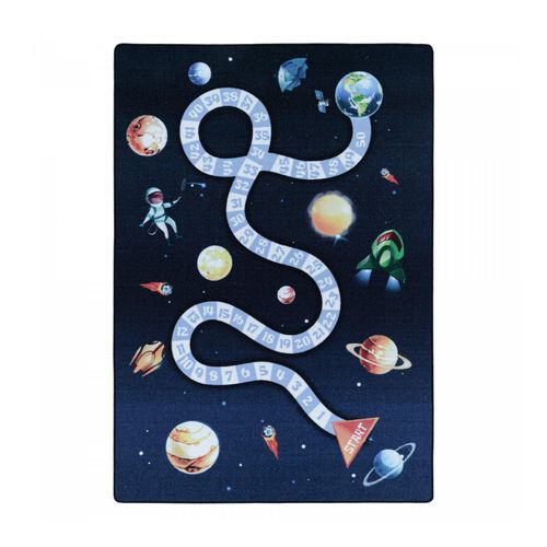 Kinderteppich Spielteppich Hüpfkästchen Raumschiff, Weltraum, Planeten Motiv 8mm