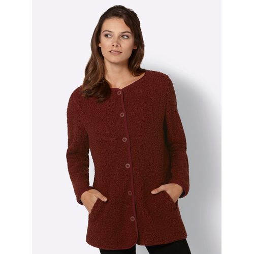 Fleecejacke AMBRIA, Damen, Gr. 44, rot (rotbraun), 100% Polyester, unifarben, Langarm, Jacken