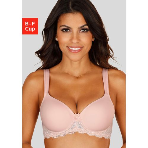 Schalen-BH LASCANA, Damen, Gr. 100, Cup B, rosa (rose), Microtouch, Obermaterial: 85% Polyamid, 15% Elasthan, klassisch, BHs, mit Bügel, nahtlos vorgeformte Cups, Spitzendetails, Dessous