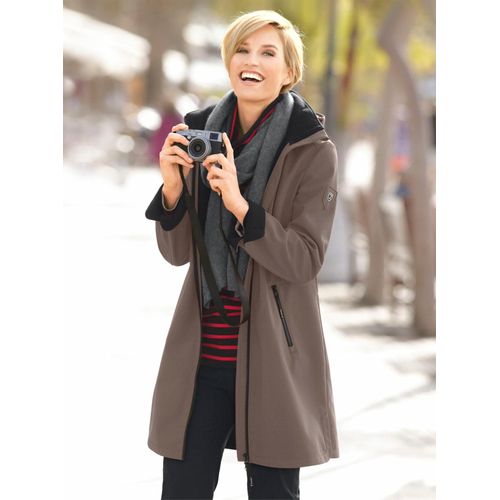 Softshelljacke CASUAL LOOKS, Damen, Gr. 36, grau (taupe), 94% Polyester, 6% Elasthan, unifarben, figurumspielend, Jacken