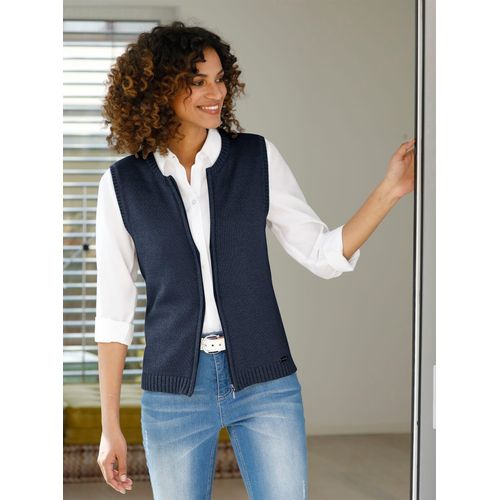 Strickweste CASUAL LOOKS, Damen, Gr. 54, blau (marine), 50% Baumwolle, 50% Polyacryl, unifarben, meliert, Westen