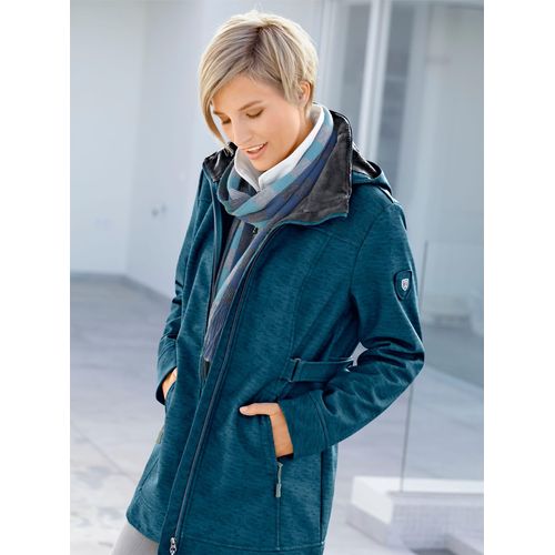 Softshelljacke CASUAL LOOKS, Damen, Gr. 26, blau (petrol, meliert), 94% Polyester, 6% Elasthan, unifarben, figurumspielend, Jacken