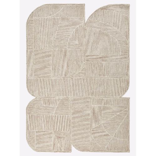 Teppich HEINE HOME Gr. 2, grau (taupe, ecru), B:70cm H:7mm L:140cm, Wolle, Schurwolle, Teppiche