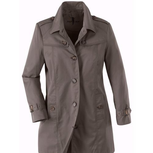 Kurzmantel INSPIRATIONEN, Damen, Gr. 38, grau (taupe), 64% Baumwolle, 36% Polyamid, unifarben, unifarben mit Farbeinsatz, unifarben mit Farbeinsätzen, modisch, Mäntel, Topseller