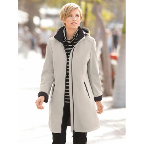 Softshelljacke CASUAL LOOKS, Damen, Gr. 25, grau (stein), 94% Polyester, 6% Elasthan, unifarben, figurumspielend, Jacken