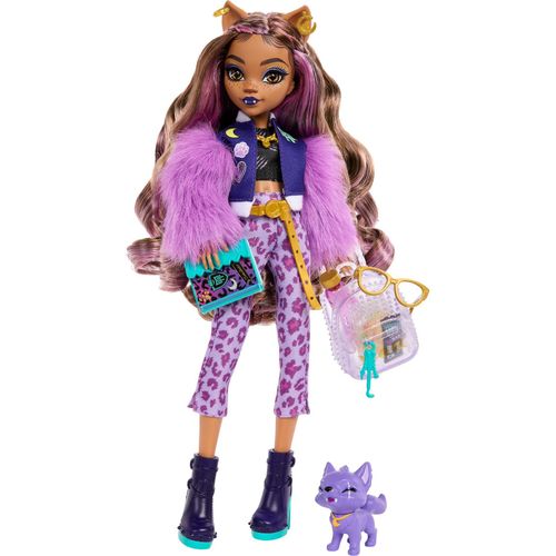 Monster High Puppe Monster High Clawdeen Wolf-Modepuppe mit Hund Crescent und Accessoires