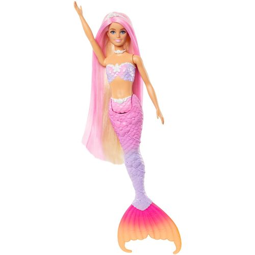 Barbie Puppe Barbie Malibu Meerjungfrau-Puppe mit Farbwechseleffekt, Delfin und Accessoires