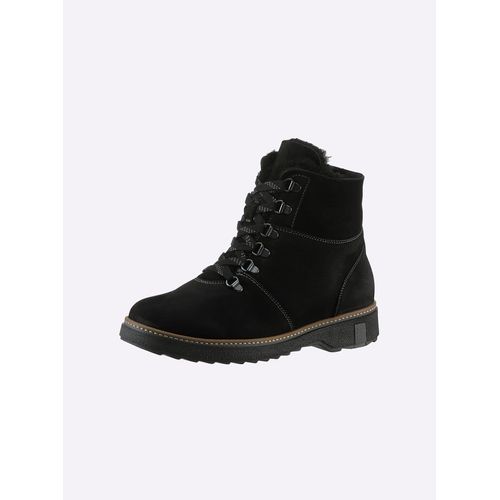 Stiefelette WALDLÄUFER, Damen, Gr. 6, schwarz, Veloursleder, Lammfell, sportlich, Schuhe