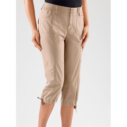 Caprihose CASUAL LOOKS, Damen, Gr. 46, Normalgrößen, grau (taupe), 98% Baumwolle, 2% Elasthan, unifarben, 3/4-Länge, Hosen