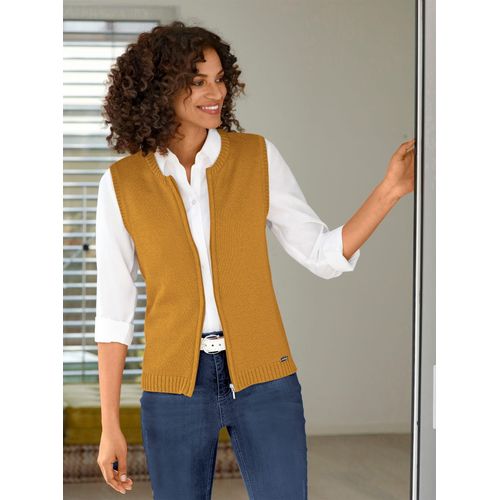 Strickweste CASUAL LOOKS, Damen, Gr. 40, gelb (maisgelb), 50% Baumwolle, 50% Polyacryl, unifarben, meliert, Westen