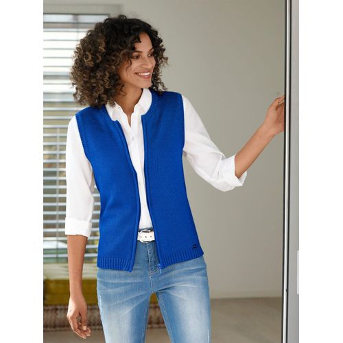 Strickweste CASUAL LOOKS, Damen, Gr. 50, blau (royalblau), 50% Baumwolle, 50% Polyacryl, unifarben, meliert, Westen