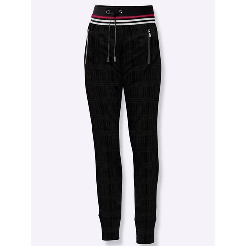 Jogger Pants INSPIRATIONEN, Damen, Gr. 22, Kurzgrößen, schwarz, 85% Polyester, 12% Viskose, 3% Elasthan, unifarben, lang, Hosen