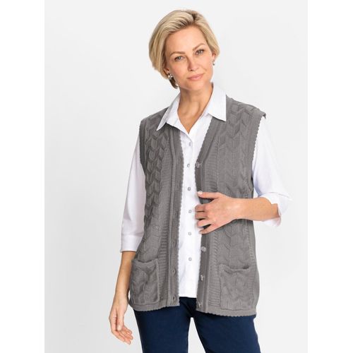 Strickweste CLASSIC, Damen, Gr. 52, grau (steingrau), 100% Polyacryl, unifarben, Westen