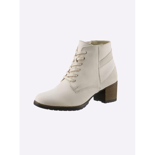 Schnürstiefelette HEINE, Damen, Gr. 42, beige (creme), Leder, Leder, modisch, Schuhe