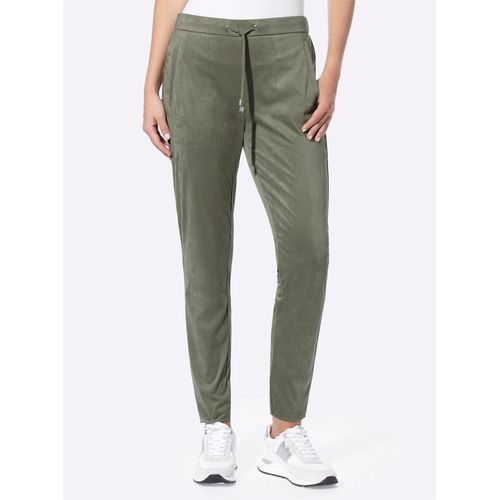 Jogger Pants HEINE, Damen, Gr. 34, Normalgrößen, grün (khaki), 90% Polyester, 10% Elasthan, unifarben, 7/8-Länge, Hosen