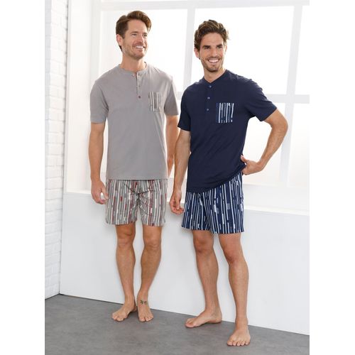 Shorty WÄSCHEPUR, Herren, Gr. 52/54, blau (marine, grau), 100% Baumwolle, Homewear-Sets