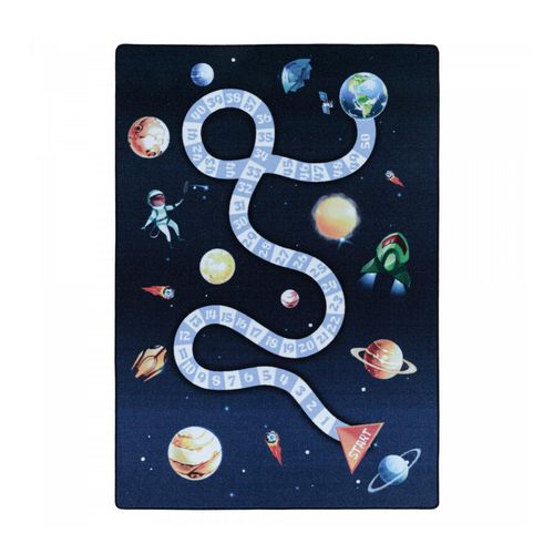 Kinderteppich Spielteppich Hüpfkästchen Raumschiff, Weltraum, Planeten Motiv 8mm
