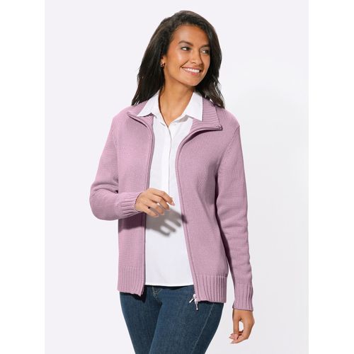 Strickjacke CASUAL LOOKS, Damen, Gr. 50, rosa (altrosé), 50% Baumwolle, 50% Polyacryl, unifarben, figurumspielend, Langarm, Strickjacken