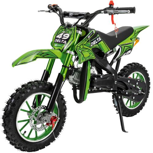 Mini-Crossbike Delta, Benzin-Motorrad, Pocketbike, Dirtbike, 49 ccm, bis zu 40 km/h, Scheibenbremsen (Gruen)