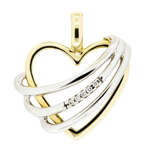 Orolino Anhänger 585 Gold zweifarbig Herz mit 5x Brillant 0,025ct.