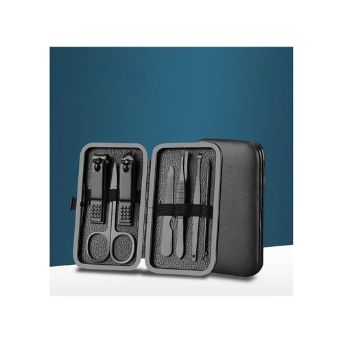 TPFBeauty Maniküre- & Pediküre-Set 7-teilig aus Kunstleder - Schwarz