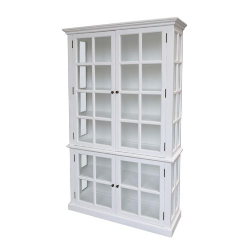 Chic Antique antiker Vitrinenschrank Marseille 4 Türen, H196/L120/B40 cm, weiß