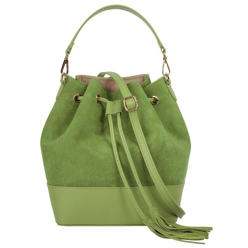 Umhängetasche SAMANTHA LOOK, Damen, Gr. B/H/T: 21cm x 28cm x 15cm onesize, grün, Leder, Taschen, echt Leder, Made in Italy