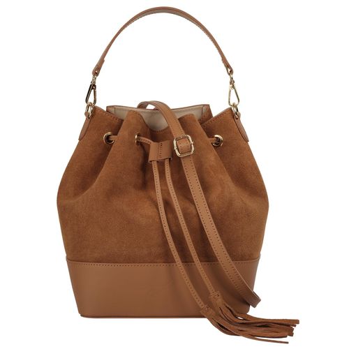 Umhängetasche SAMANTHA LOOK, Damen, Gr. B/H/T: 21cm x 28cm x 15cm onesize, braun (cognac), Leder, Taschen, echt Leder, Made in Italy