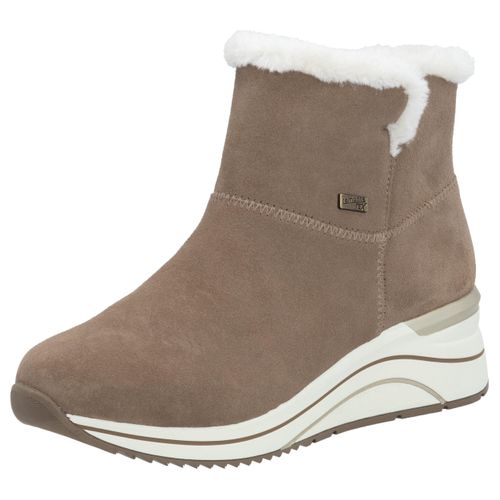 Winterstiefelette REMONTE, Damen, Gr. 41, beige (beige, weiß), Veloursleder, Textil, casual, Schuhe, Keilabsatz, Stiefelette, Winterboots, wasserabweisende TEX-Membran