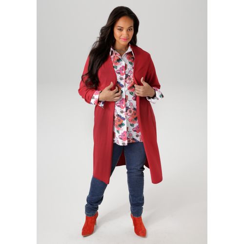 Strickjacke ANISTON PLUS, Damen, Gr. 46, rot, Feinstrick, Obermaterial: 80% Viskose, 20% Polyamid, unifarben, casual, figurumspielend kniefrei, Langarm Rippstrickbündchen, Strickjacken, in trendiger Farbpalette - NEUE KOLLEKTION