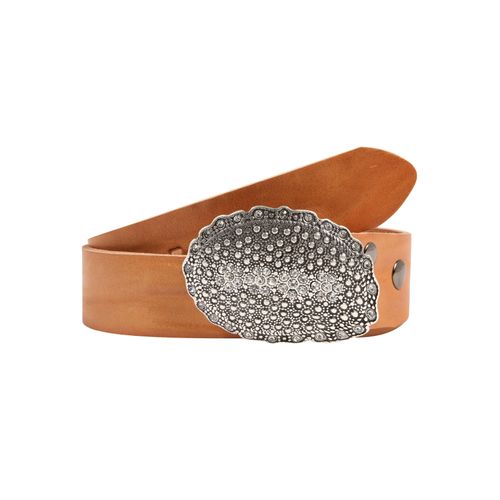 Ledergürtel, Damen, Gr. 80, braun (cognac), Leder, RETTUNGSRING BY SHOWROOM 019, unifarben, casual,modisch, Gürtel, mit austauschbarer Schließe »Oval Nieten Mit Strass«