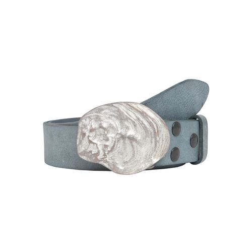 Ledergürtel, Damen, Gr. 95, blau (jeansblau), Leder, RETTUNGSRING BY SHOWROOM 019, unifarben, casual,modisch, Gürtel, mit austauschbarer Schließe »Auster Muschel Rosé«