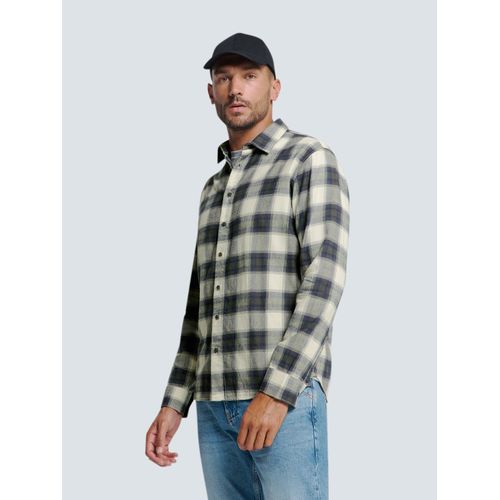 Karohemd NO EXCESS, Herren, Gr. L, N-Gr, grau (dunkelgrau), Obermaterial: 52% Viskose, 48% Baumwolle, kariert, casual, regular fit taillenbedeckt, ohne Ausschnitt, Langarm Manschette, Hemden, mit Kent Kragen