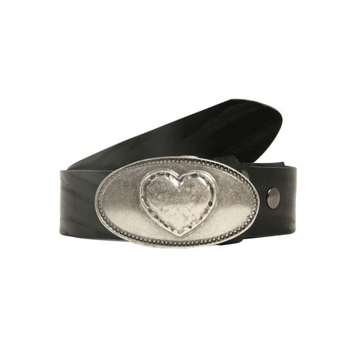 Ledergürtel, Damen, Gr. 115, schwarz, Leder, RETTUNGSRING BY SHOWROOM 019, unifarben, casual,modisch, Gürtel, mit austauschbarer Schließe »Herz Oval Silber«