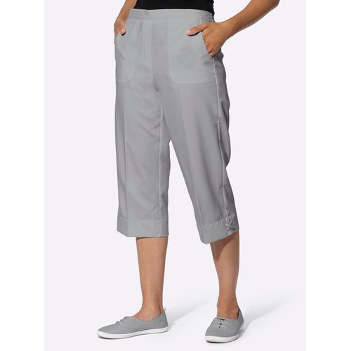 Caprihose CLASSIC BASICS, Damen, Gr. 44, Normalgrößen, grau (steingrau), 100% Polyester, unifarben, knielang, Hosen