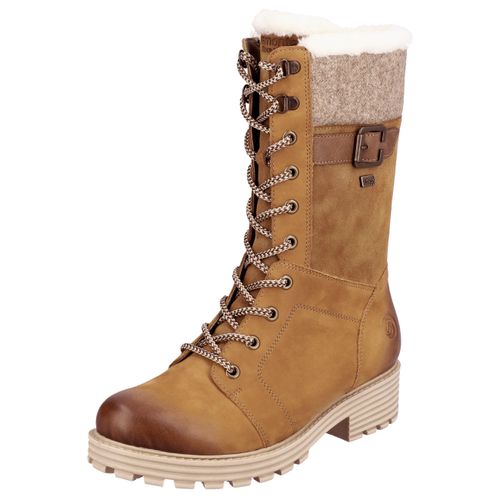 Winterstiefel REMONTE, Damen, Gr. 40, braun (braun kombiniert), Leder, Lederimitat, Textil, casual, Schuhe, Blockabsatz, Schnürstiefel mit wasserabweisender remonte TEX-Membran