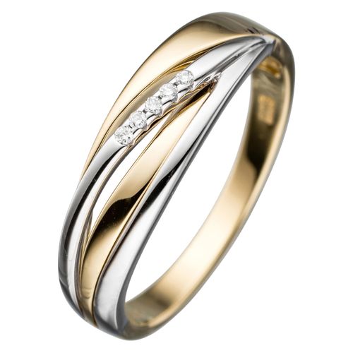 Diamantring JOBO Gr. 50, gelb (gelbgold 585), Fingerringe, Damen, 50, SI = kleine Einschlüsse, Gelbgold 585-Weißgold 585-Diamanten, Gelbgold 585, Weißgold 585, Diamanten, 585 Gold bicolor mit 5 Diamanten