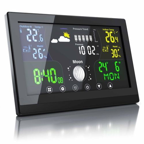 BEARWARE Wetterstation mit Außensensor & LCD Farbdisplay, Luftdruck mit Höhenkorrektur