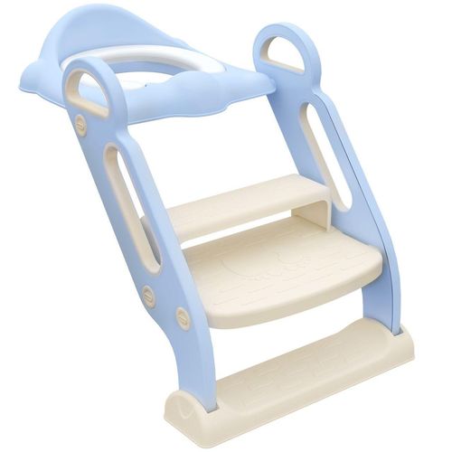 Kinder Toilettensitz, klappbarer Toilettentrainer mit Treppe, Griff Blau