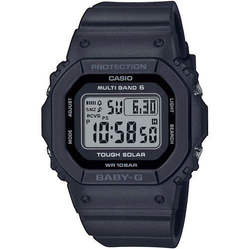 Funkchronograph CASIO BABY-G, schwarz, Armbanduhren, Damen, Quarzuhr, Armbanduhr, Damen, Solar, digital, Funk, Ladekontrollanzeige