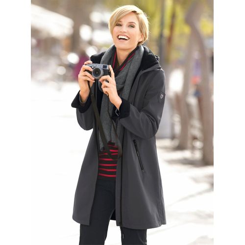 Softshelljacke CASUAL LOOKS, Damen, Gr. 42, grau (anthrazit), 94% Polyester, 6% Elasthan, unifarben, figurumspielend, Jacken