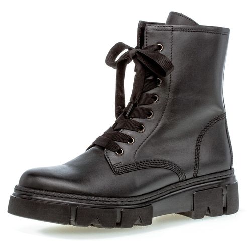 Schnürboots GABOR, Damen, Gr. 38, schwarz, Glattleder, unifarben, modisch, Schuhe Schnürboots, mit Innenreißverschluss, Topseller